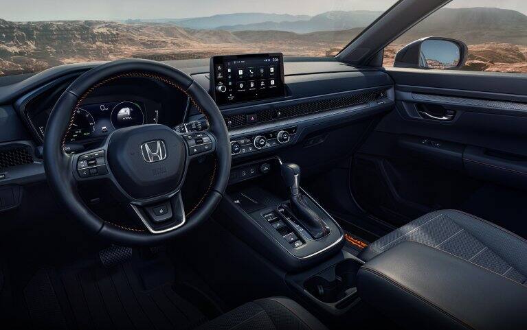 2027 Honda CR-V dashboard and infotainment screen (Compact Crossover SUV). 2027 Honda CR-V dashboard and infotainment screen (Compact Crossover SUV).