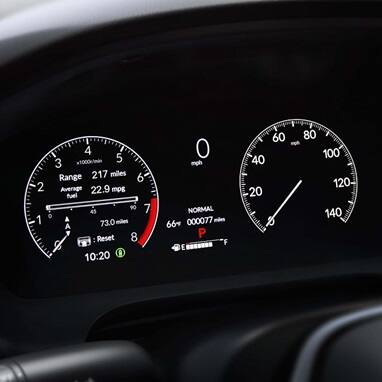 2027 Honda HR-V EX-L close up of the digital instrument cluster and gauges (Subcompact Crossover SUV).